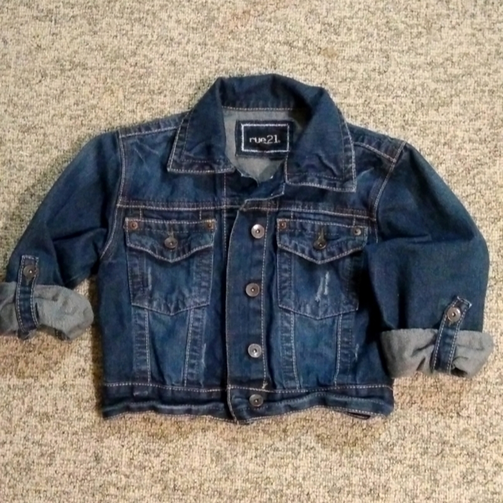 De stress crop jean jacket